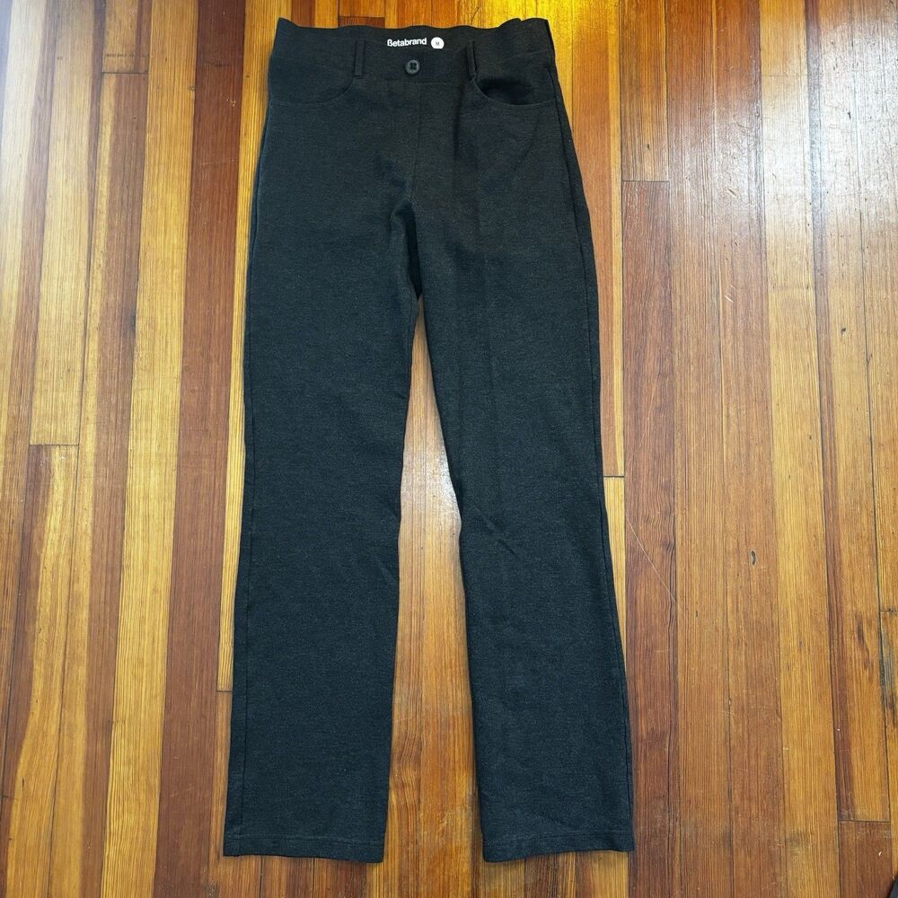 BETABRAND Womens Size MEDIUM Classic Straight Leg Black Dress Pant Yoga Pant